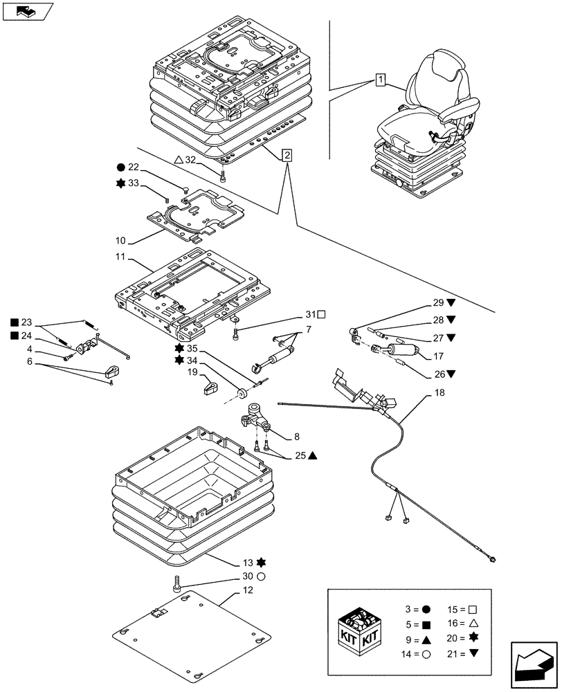 Схема запчастей Case IH MAXXUM 110 - (90.124.AP[02]) - VAR - 332709 - DELUXE SUSPENSION SEAT, HEATED (90) - PLATFORM, CAB, BODYWORK AND DECALS