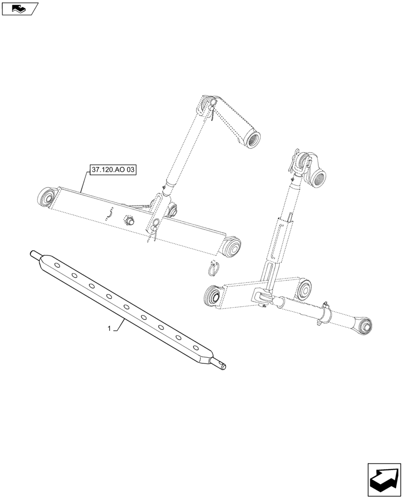 Схема запчастей Case IH MAXXUM 140 - (37.120.AO[04]) - VAR - 330933 - LINKAGE DRAWBAR (37) - HITCHES, DRAWBARS & IMPLEMENT COUPLINGS