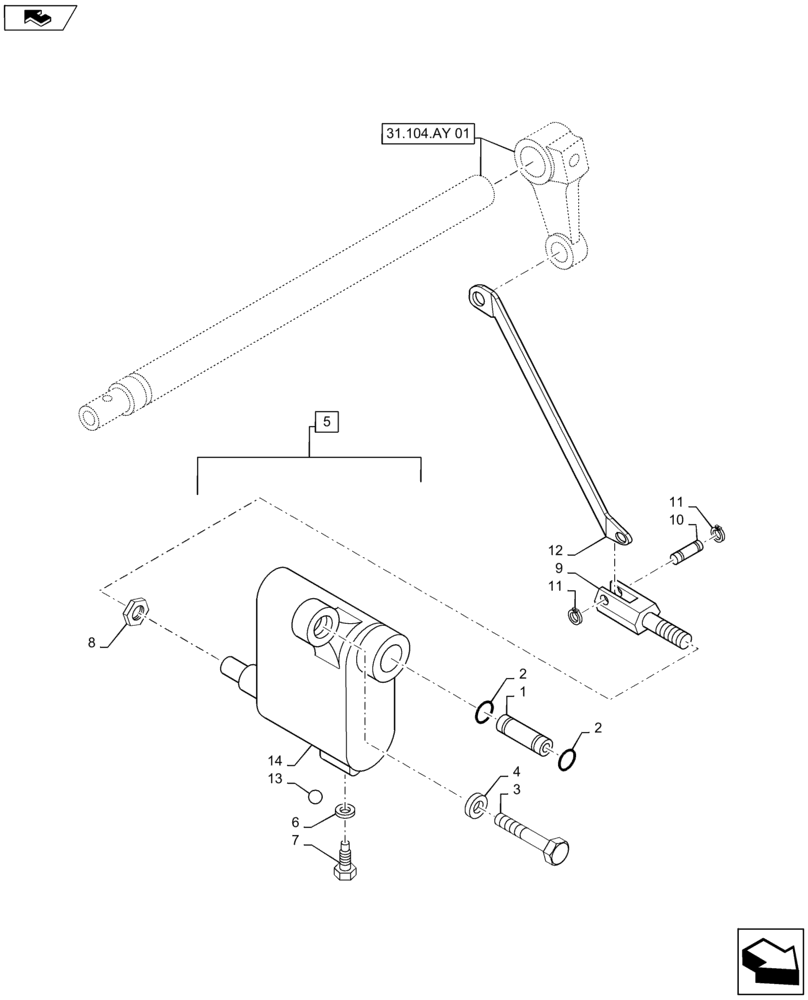 Схема запчастей Case IH MAXXUM 140 - (31.104.AY[02]) - VAR - 331802, 332802, 743679 - GROUND SPEED PTO - SUPPORT ASSEMBLY WITH VALVE (31) - IMPLEMENT POWER TAKE OFF