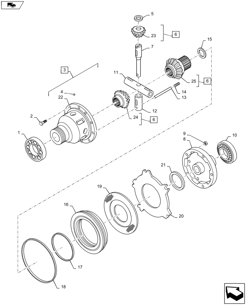 Схема запчастей Case IH MAXXUM 140 - (27.106.AO[03]) - VAR - 331333 - DIFFERENTIAL GEARS WITH HYDRAULIC LOCK (27) - REAR AXLE SYSTEM