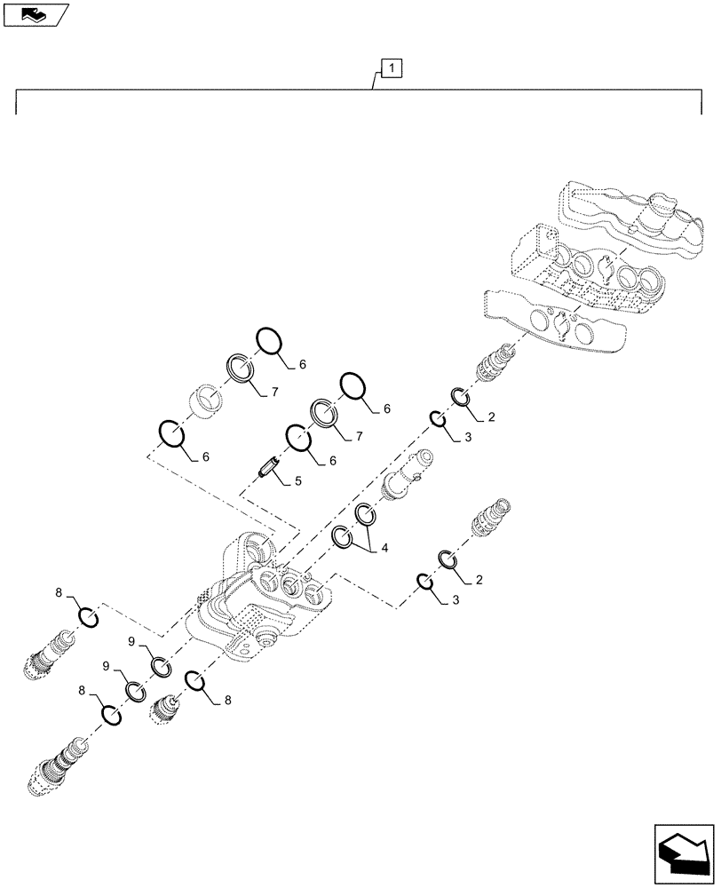 Схема запчастей Case IH L765 - (35.204.BE[02]) - CONTROL VALVE - LOWER SEAL KIT (35) - HYDRAULIC SYSTEMS