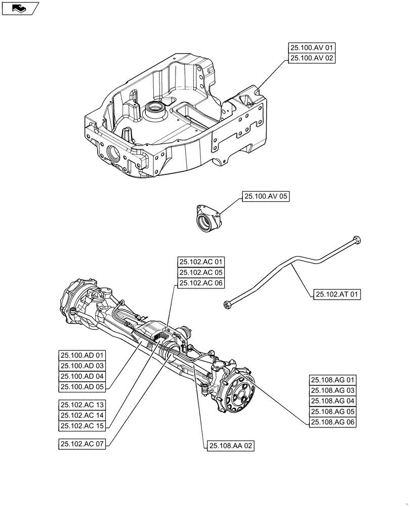 Схема запчастей Case IH MAXXUM 140 - (25.000.00) - SECTION INDEX - FRONT MECHANICAL DRIVE (25) - FRONT AXLE SYSTEM