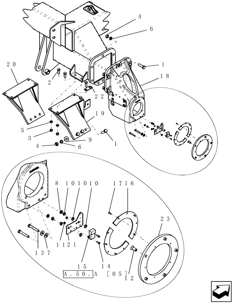 Схема запчастей Case IH ADX3360 - (D.13.B[02]) - RIGHT REAR AXLES (BSN CBJ0005318) D - Travel