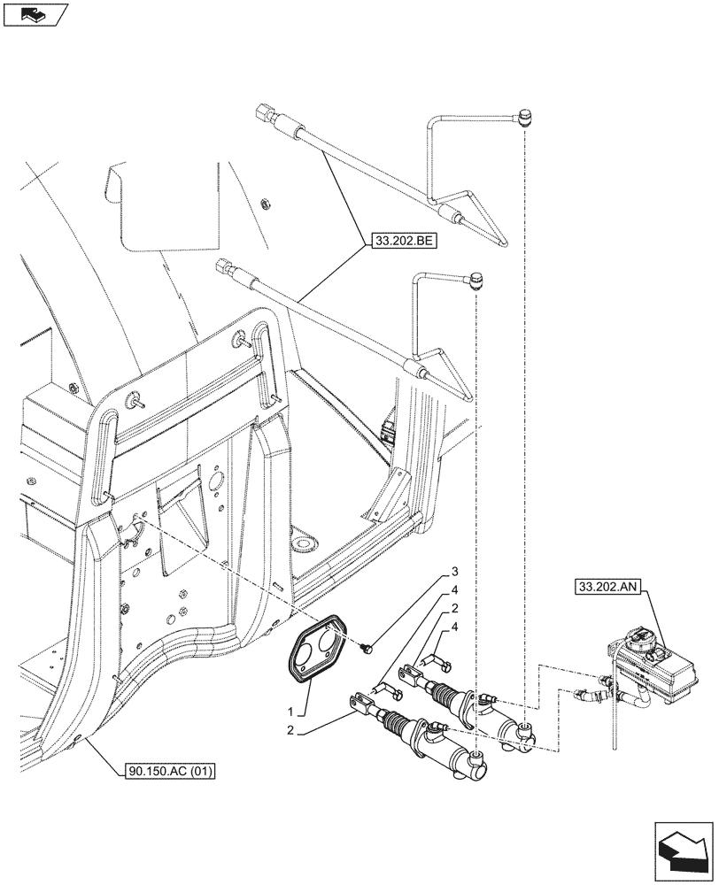 Схема запчастей Case IH MAXXUM 110 - (33.202.AR) - VAR - 330658, 331658, 331659, 332077, 335077, 338928, 391658 - BRAKE, MASTER CYLINDER (33) - BRAKES & CONTROLS