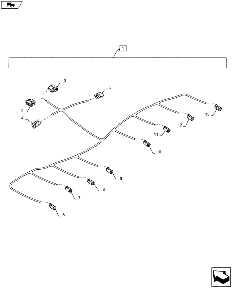 Схема запчастей Case IH 1215 - (55.516.AI[10]) - WIRE HARNESS SEED SENSOR 8 ROW 36", 38", 40" ACU-STAT (55) - ELECTRICAL SYSTEMS