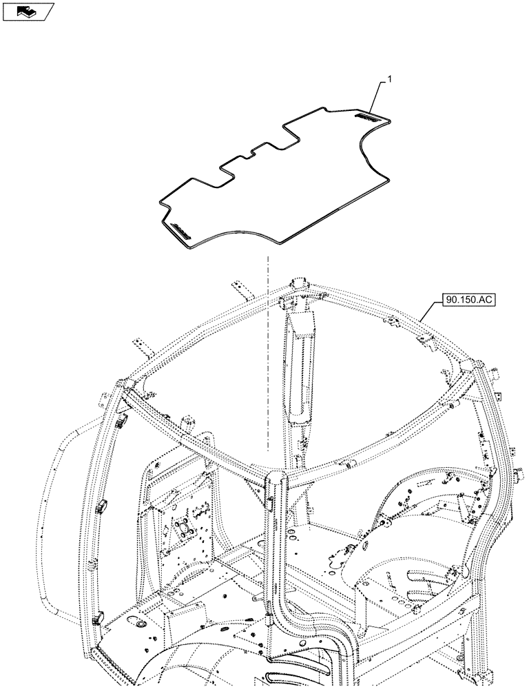 Схема запчастей Case IH MAXXUM 110 - (90.100.BD) - VAR - 332384 - FLOOR MAT, FRONT (90) - PLATFORM, CAB, BODYWORK AND DECALS