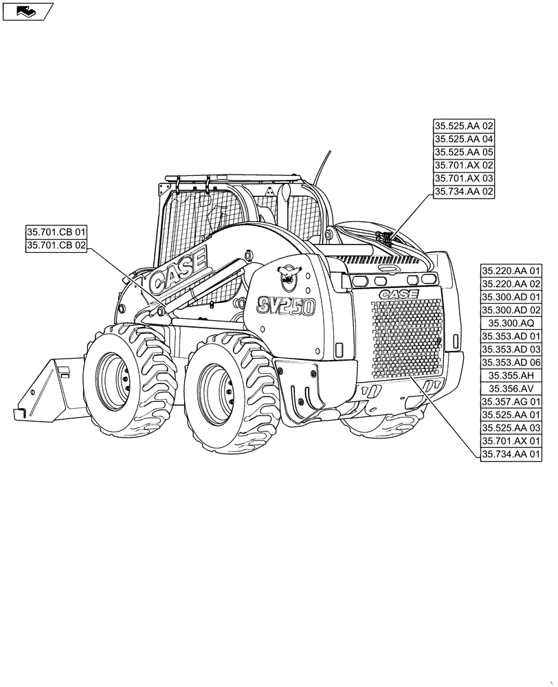 Схема запчастей Case IH SV250 - (35.000.00) - PICTORIAL INDEX - HYDRAULIC SYSTEMS (35) - HYDRAULIC SYSTEMS