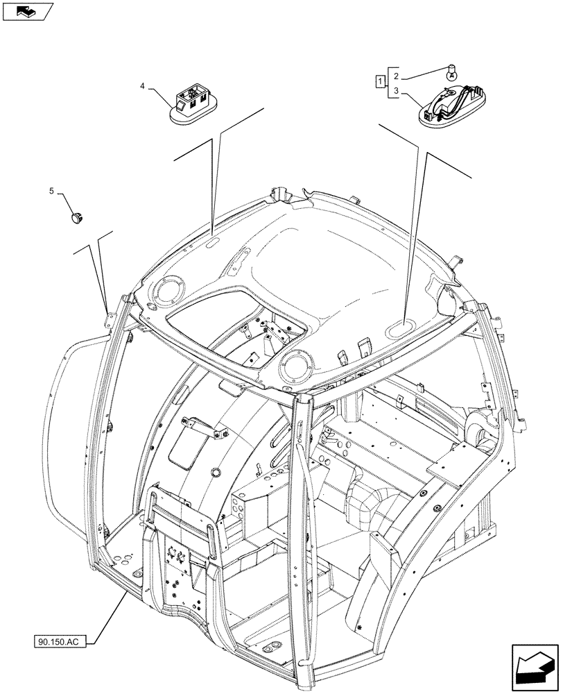Схема запчастей Case IH MAXXUM 130 - (55.514.AA[03]) - VAR - 743726, 335007 - CAB CONSOLE & COURTESY LAMP (55) - ELECTRICAL SYSTEMS