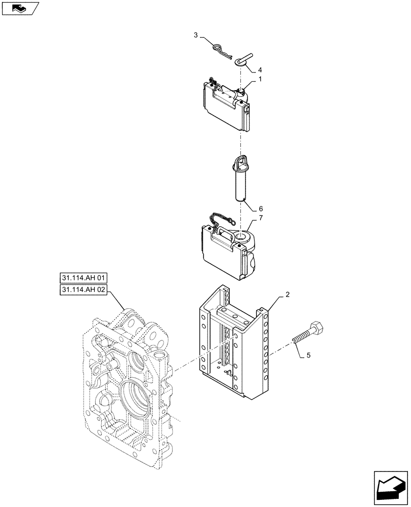 Схема запчастей Case IH MAXXUM 115 - (37.100.AF[01]) - VAR - 330942, 331954, 332954 - SLIDER TOW HOOD WITH FIXED C AND D3 TYPE COUPLINGS - ITALY (37) - HITCHES, DRAWBARS & IMPLEMENT COUPLINGS