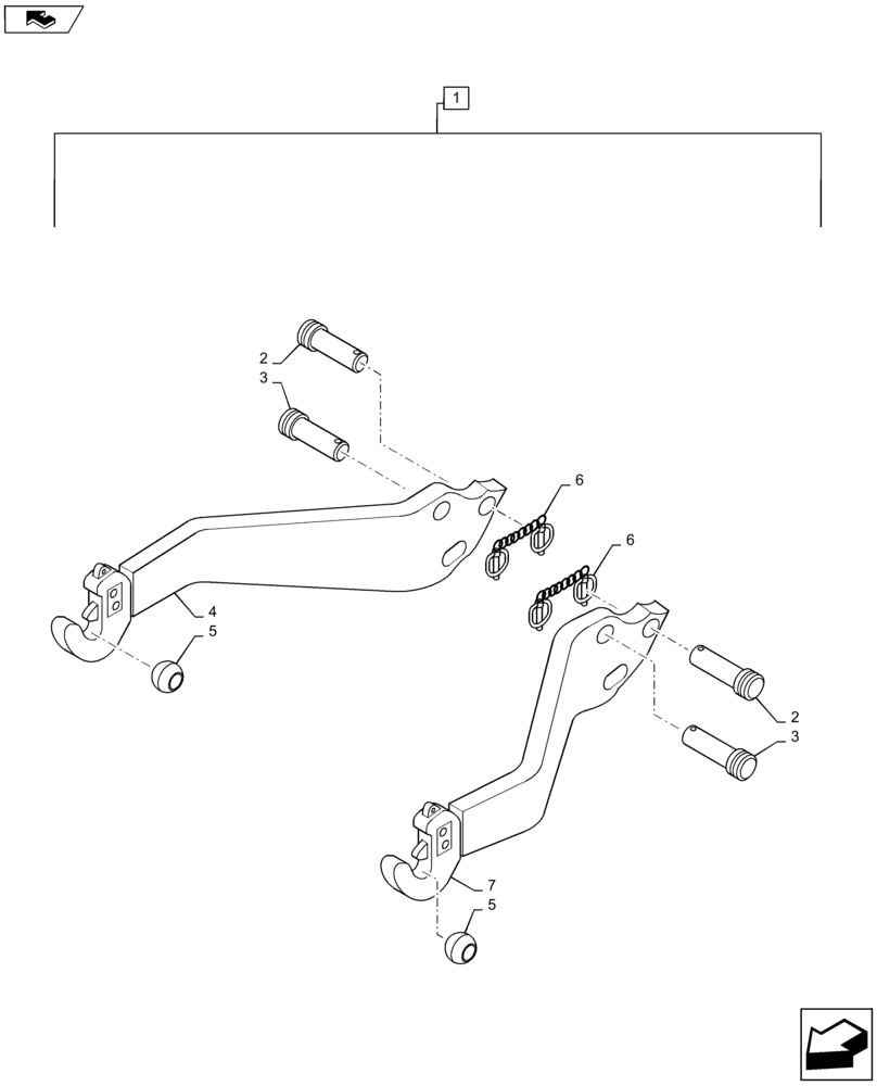 Схема запчастей Case IH MAXXUM 140 - (37.166.AE[02]) - VAR - 333648, 334648, 335648, 743700, 336831, 337831, 743699 - VAR - INTEGRATED FRONT HPL - LIFTING ARMS - BREAKDOWN (37) - HITCHES, DRAWBARS & IMPLEMENT COUPLINGS