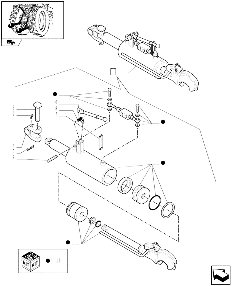 Схема запчастей Case IH PUMA 140 - (1.89.6/03A) - THIRD-POINT TOP LINK - BREAKDOWN (VAR.330921-331921) (09) - IMPLEMENT LIFT