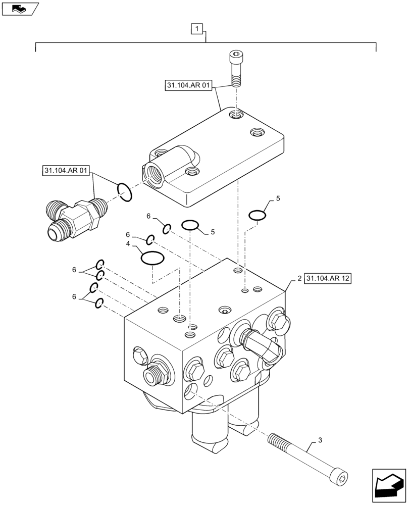 Схема запчастей Case IH MAXXUM 115 - (31.104.AR[11]) - ELECTROHYDRAULIC CONTROL VALVE FOR 30 AND 40KM/H TRANSMISSION WITH CREEPER - BREAKDOWN (31) - IMPLEMENT POWER TAKE OFF