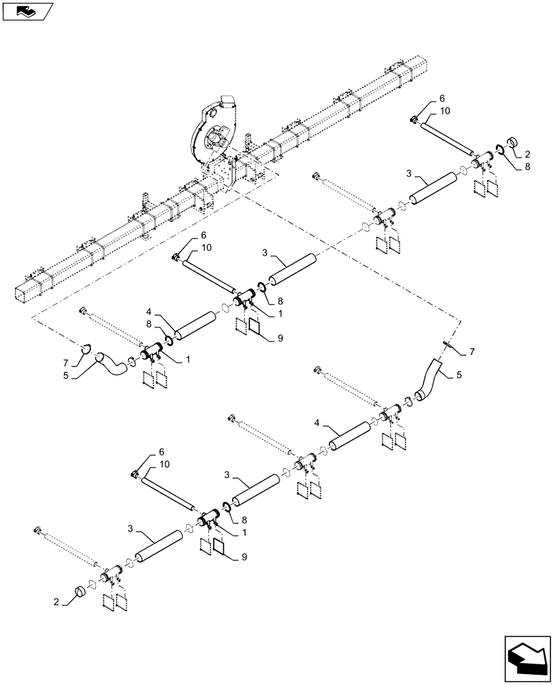 Схема запчастей Case IH 1215 - (79.103.AA[07]) - VACUUM DELIVERY HOSES FOR 8 ROW 38 INCH (79) - PLANTING