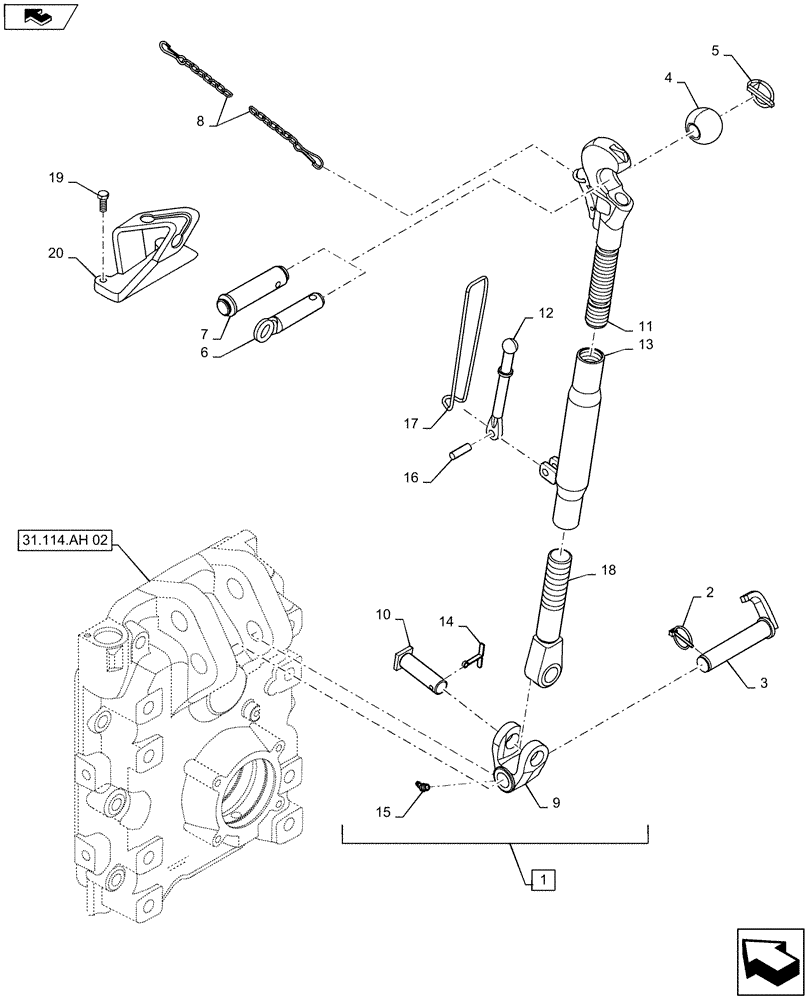 Схема запчастей Case IH MAXXUM 115 - (37.120.AA[01]) - TOOLING CONNECTION UNIT - TOP LINK - C7395 (37) - HITCHES, DRAWBARS & IMPLEMENT COUPLINGS