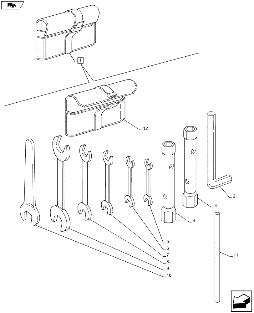 Схема запчастей Case IH MAXXUM 120 - (88.100.AG) - VAR - 330996 - TOOL BAG (88) - ACCESSORIES
