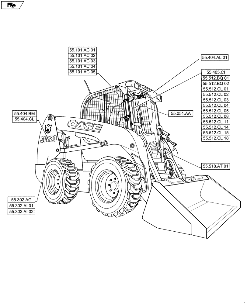Схема запчастей Case IH SR220 - (55.000.00) - PICTORIAL INDEX - ELECTRICAL SYSTEMS (55) - ELECTRICAL SYSTEMS