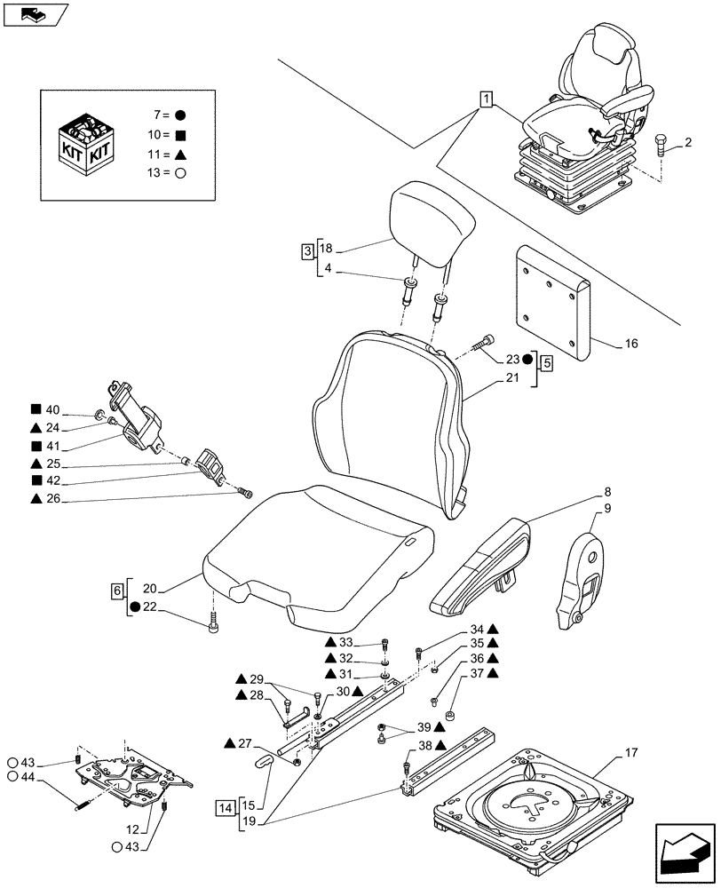 Схема запчастей Case IH MAXXUM 110 - (90.124.AE[02]) - VAR - 332709 - DELUXE SUSPENSION SEAT, HEATED (90) - PLATFORM, CAB, BODYWORK AND DECALS