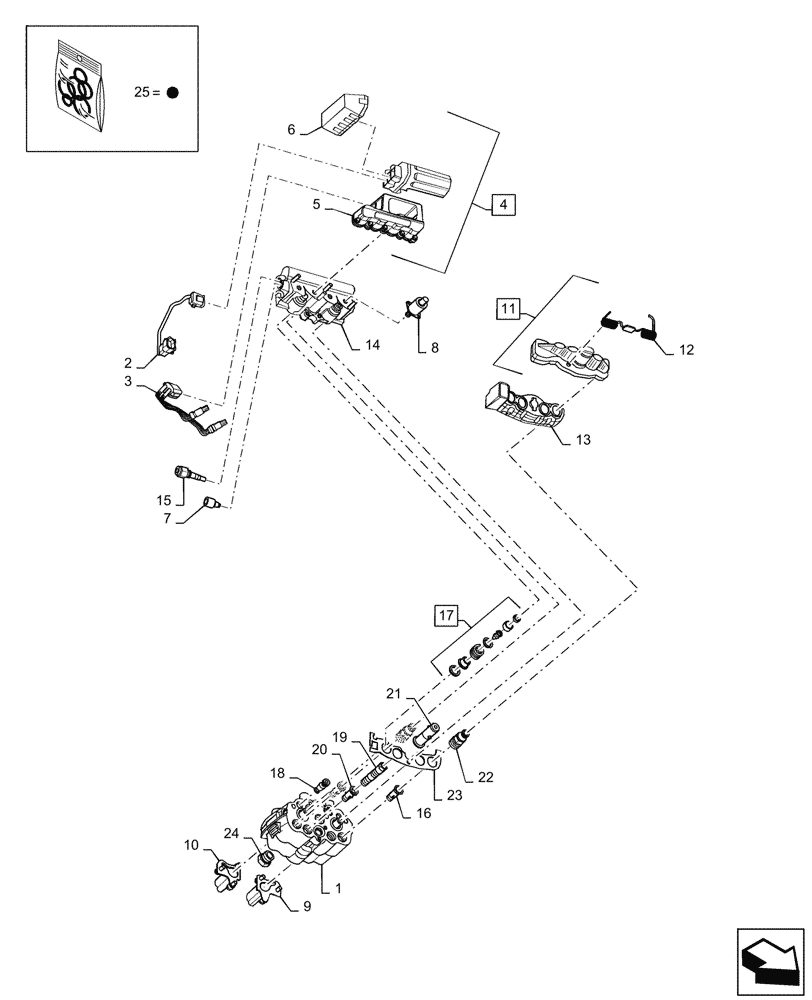 Схема запчастей Case IH L745 - (35.204.BE[01]) - CONTROL VALVE - UPPER (35) - HYDRAULIC SYSTEMS