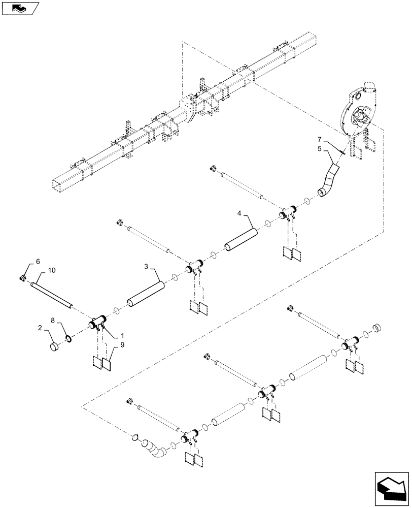 Схема запчастей Case IH 1215 - (79.103.AA[03]) - VACUUM DELIVERY HOSES FOR 6 ROW 38 INCH (79) - PLANTING