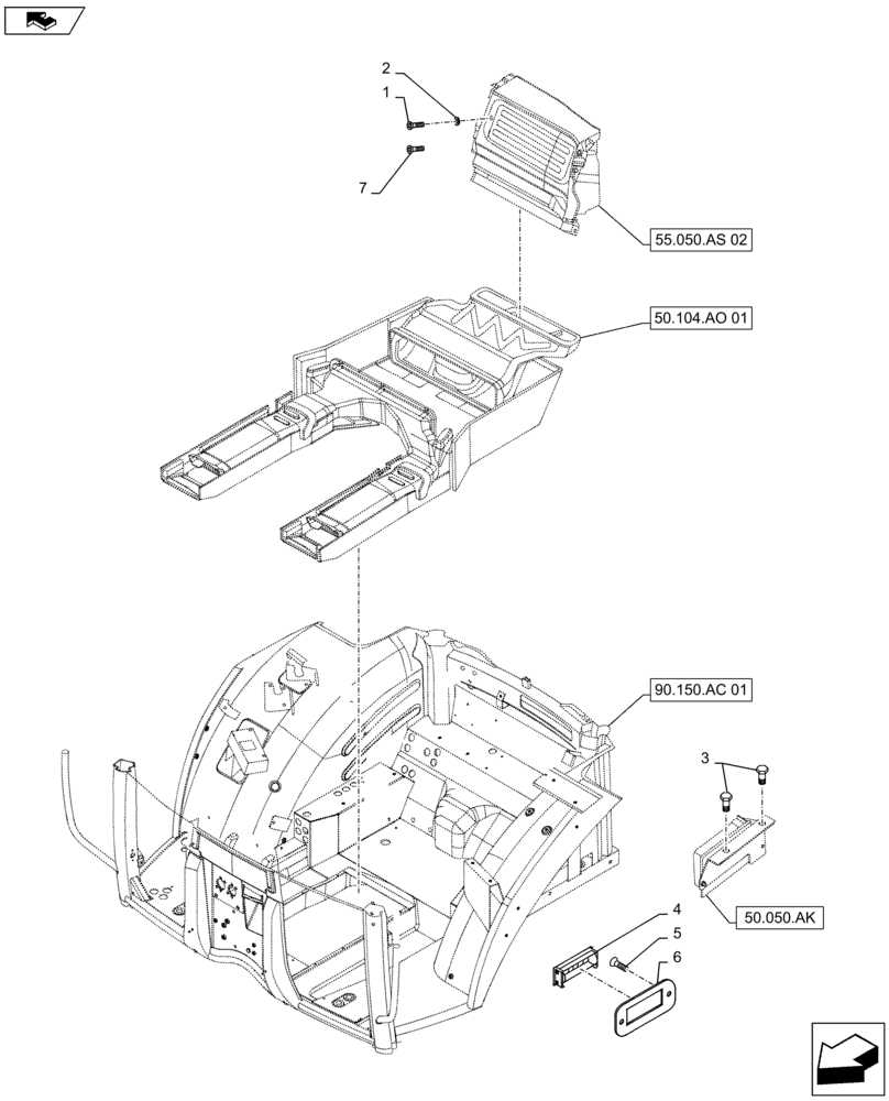 Схема запчастей Case IH MAXXUM 115 - (50.104.AH[02]) - VAR - 330643 - HEATING/AIR CONDITIONING - DUCT AND INSULATION (50) - CAB CLIMATE CONTROL