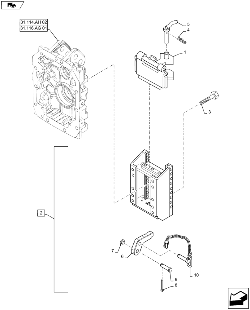 Схема запчастей Case IH MAXXUM 140 - (37.100.AF[02]) - VAR - 330940 - SLIDER TOW HOOK WITH SWIVEL COUPLING AND PITON - FRANCE (37) - HITCHES, DRAWBARS & IMPLEMENT COUPLINGS