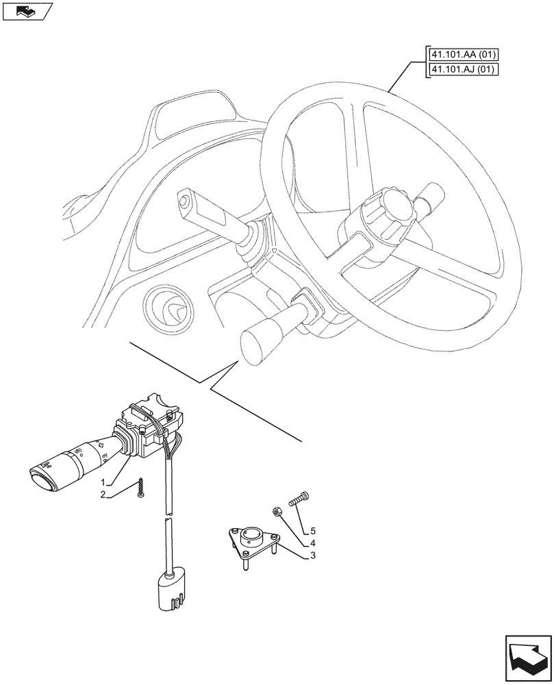 Схема запчастей Case IH MAXXUM 120 - (55.405.BP[02]) - VAR - 330930 - TURN SIGNAL INDICATOR, SWITCH (55) - ELECTRICAL SYSTEMS