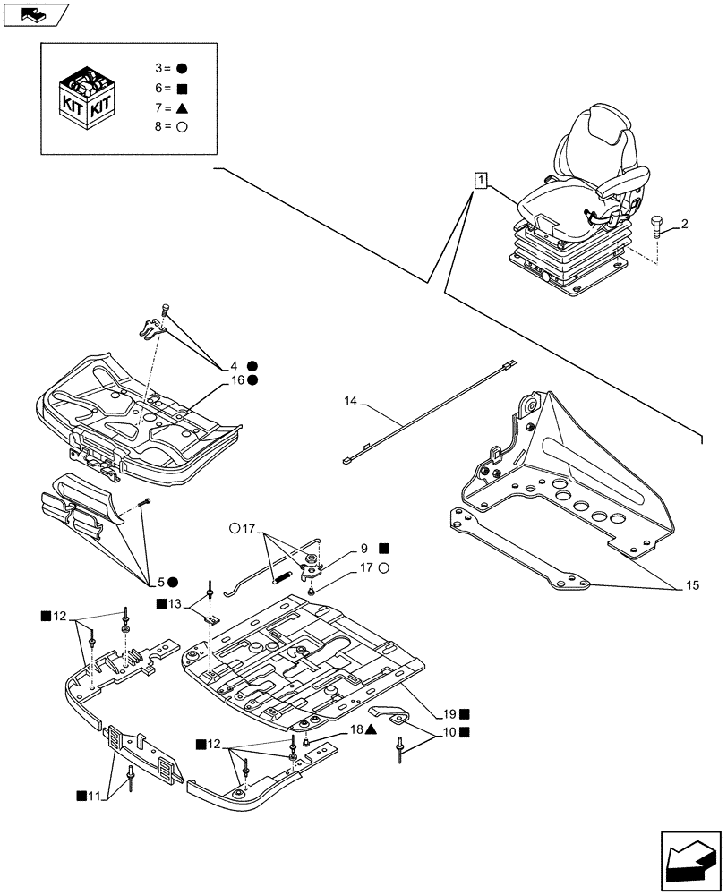 Схема запчастей Case IH MAXXUM 110 - (90.124.AK[01]) - VAR - 333709 - DELUXE SUSPENSION SEAT (90) - PLATFORM, CAB, BODYWORK AND DECALS