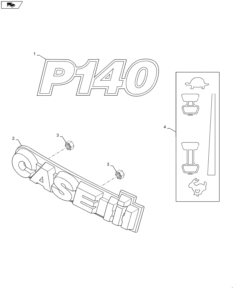 Схема запчастей Case IH P140 - (90.108.01) - DECALS (90) - PLATFORM, CAB, BODYWORK AND DECALS