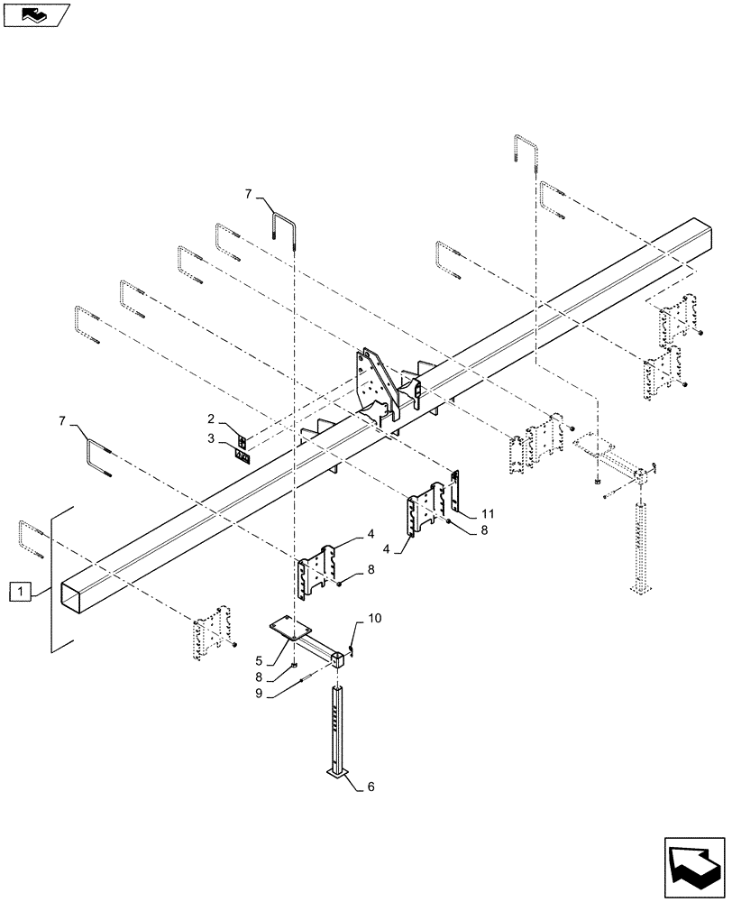 Схема запчастей Case IH 1215 - (39.902.AA[05]) - TOOLBAR 6 ROW 40 INCH (39) - FRAMES AND BALLASTING