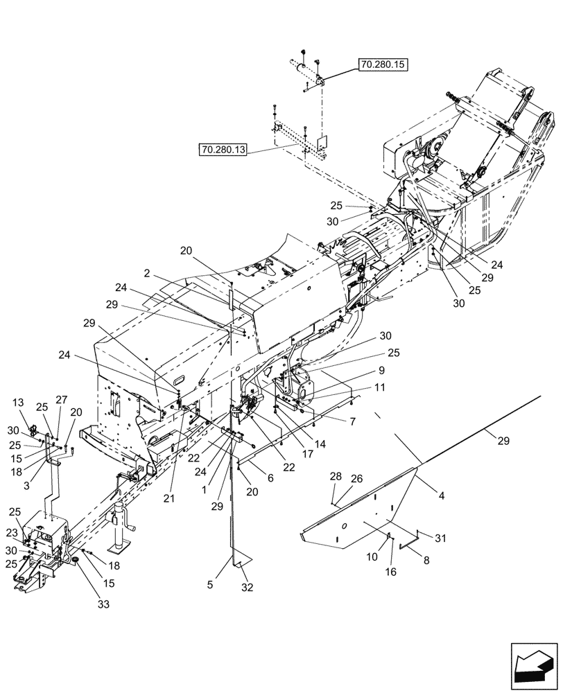 Схема запчастей Case IH BTX11 - (70.280.06) - SHIELDING (70) - EJECTION