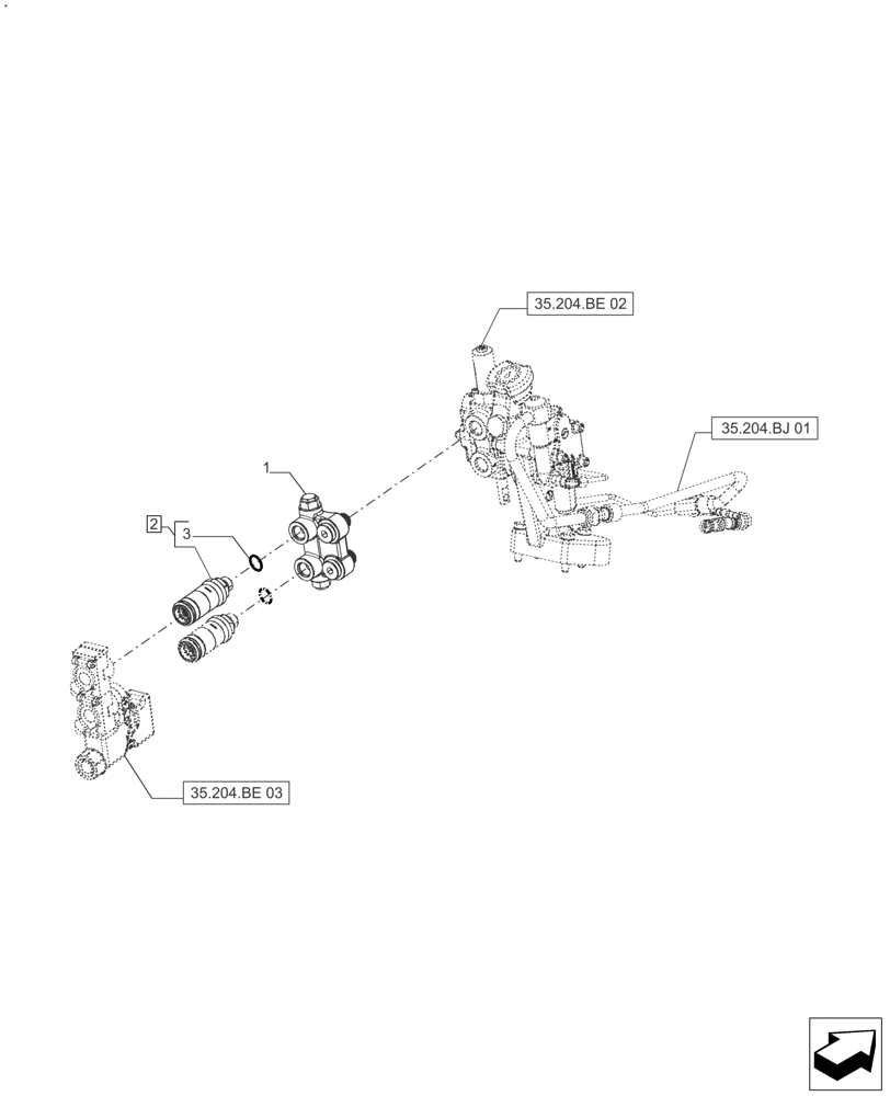 Схема запчастей Case IH FARMALL 110A - (35.204.BE[04]) - REMOTE CONTROL VALVE (1 VALVE) - AFTER SN: CF01573M (35) - HYDRAULIC SYSTEMS