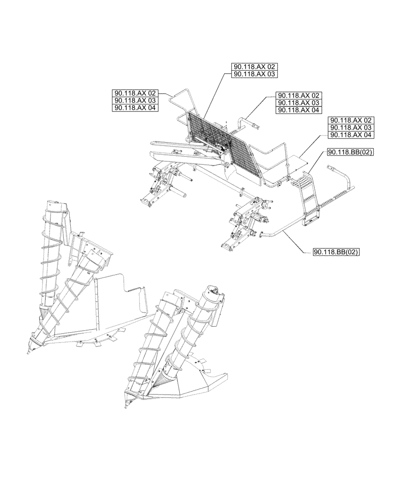 Схема запчастей Case IH A8800 - (00.000.90[02]) - PICTORIAL INDEX - PLATFORM, CAB, BODYWORK AND DECALS (00) - GENERAL & PICTORIAL INDEX