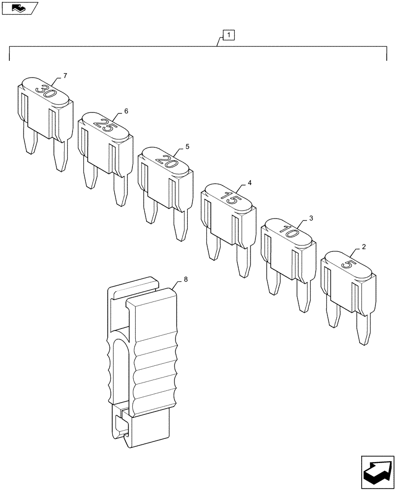 Схема запчастей Case IH QUADTRAC 500 - (88.100.55[06]) - FUSE KIT (88) - ACCESSORIES