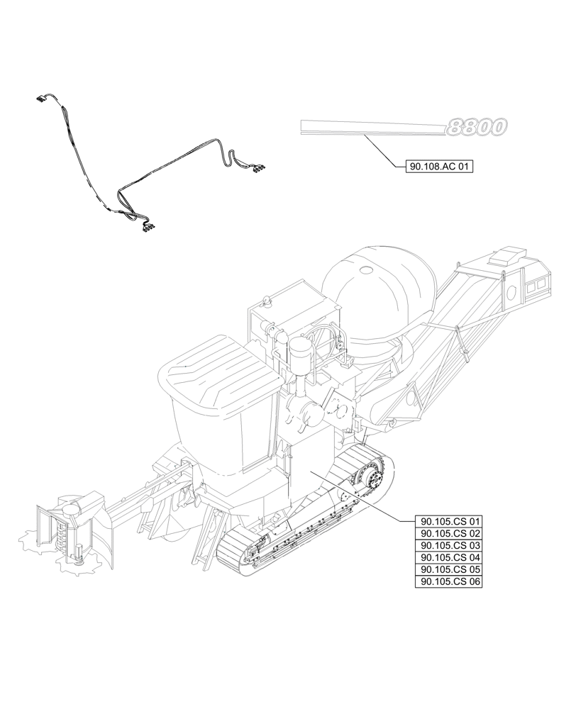 Схема запчастей Case IH A8800 - (00.000.90[04]) - PICTORIAL INDEX - PLATFORM, CAB, BODYWORK AND DECALS (00) - GENERAL & PICTORIAL INDEX