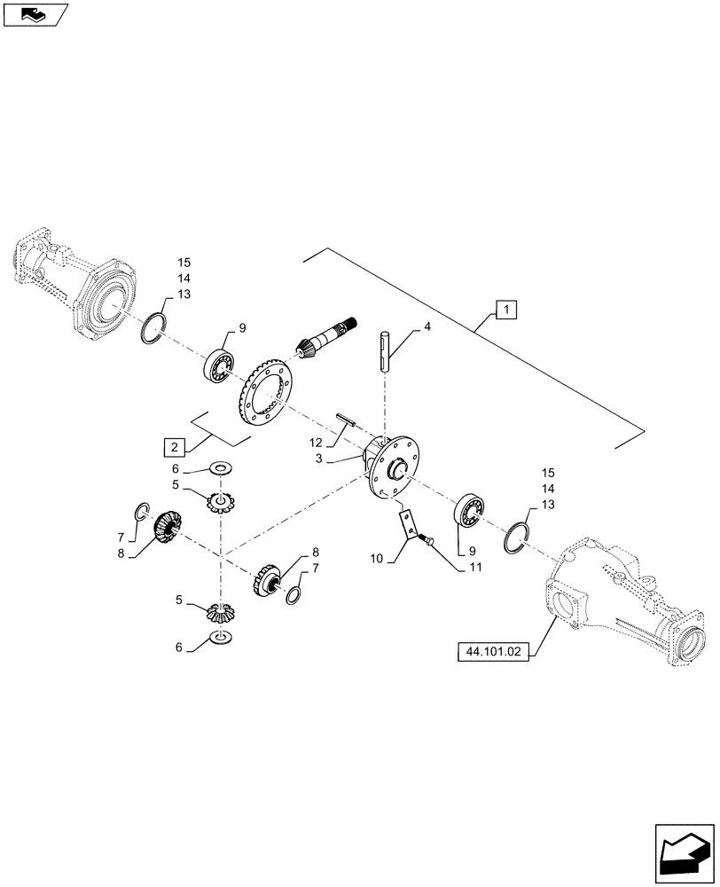 Схема запчастей Case IH FARMALL 50B - (25.102.AD[01]) - FRONT DIFFERENTIAL (25) - FRONT AXLE SYSTEM