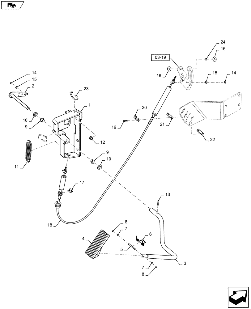 Схема запчастей Case IH MX200 - (03-21) - FOOT THROTTLE, MX180, MX200, MX220 (03) - FUEL SYSTEM