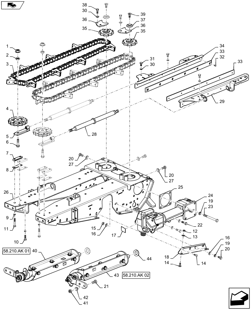 Схема запчастей Case IH 4406-30 - (58.230.AI[06]) - ROW UNIT, WITH CHOPPER (58) - ATTACHMENTS/HEADERS