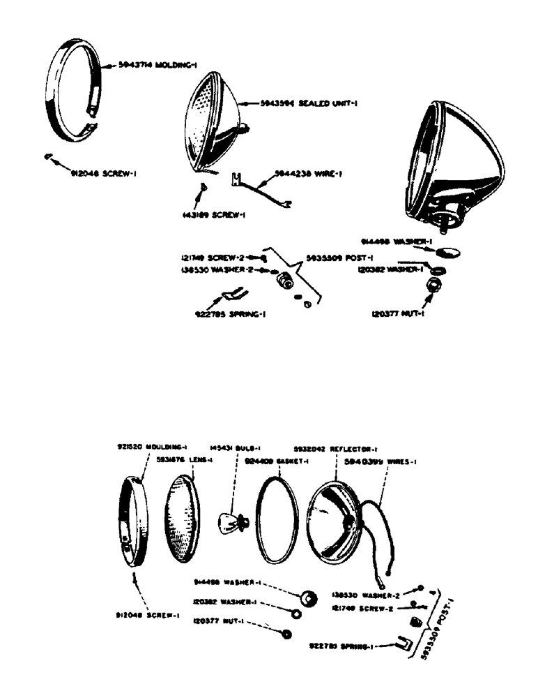 Схема запчастей Case IH DC-SERIES - (037) - PARTS FOR O9642AB AND O9668AB, SEALED BEAM HEAD LAMPS (04) - ELECTRICAL SYSTEMS