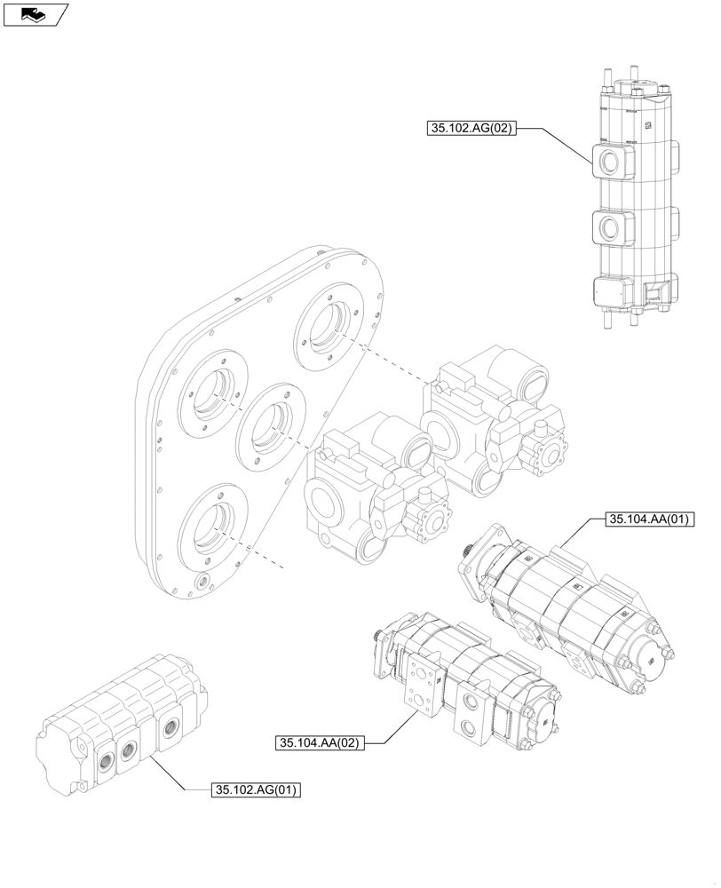 Схема запчастей Case IH A8800 - (00.000.35[03]) - PICTORIAL INDEX - HYDRAULIC SYSTEMS (00) - GENERAL & PICTORIAL INDEX
