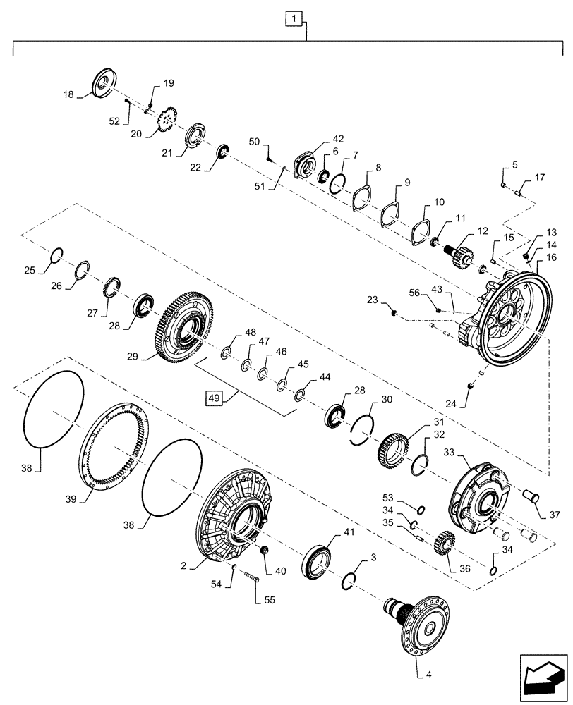 Схема запчастей Case IH 9240 - (25.310.AB[02]) - VAR - 425402, 425403, 425431 - FINAL DRIVE, PLANETARY GEAR, STANDARD, 14.93/1 (25) - FRONT AXLE SYSTEM