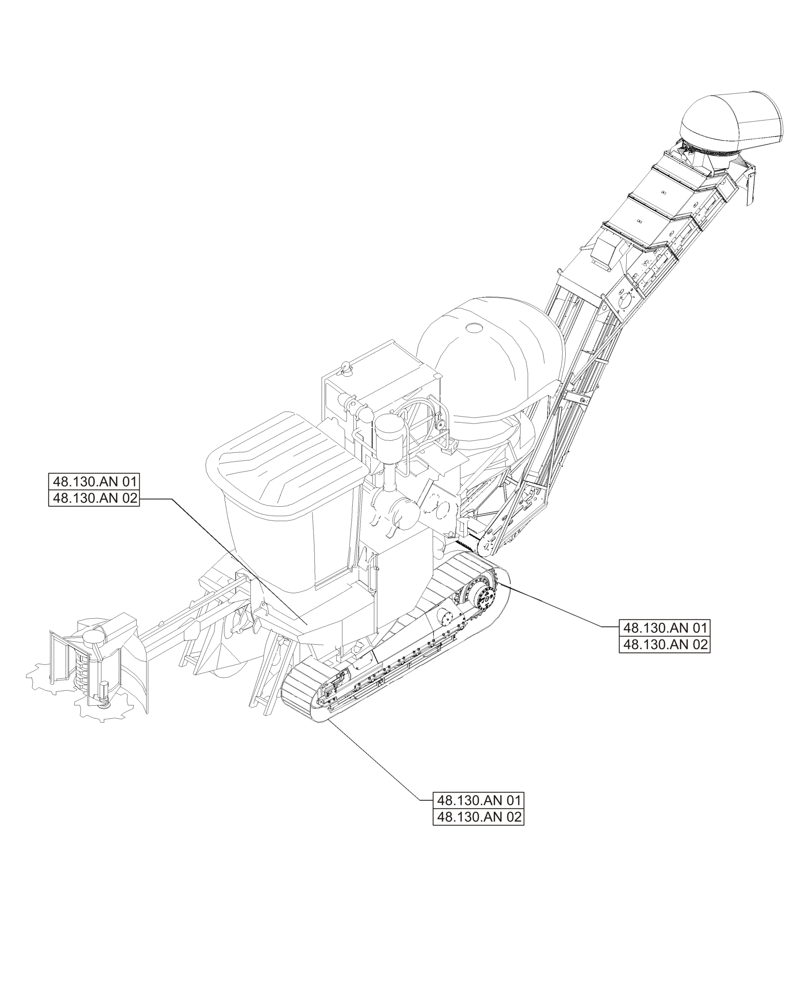 Схема запчастей Case IH A8800 - (00.000.48[01]) - PICTORIAL INDEX - SUSPENSION AND TRACKS (00) - GENERAL & PICTORIAL INDEX