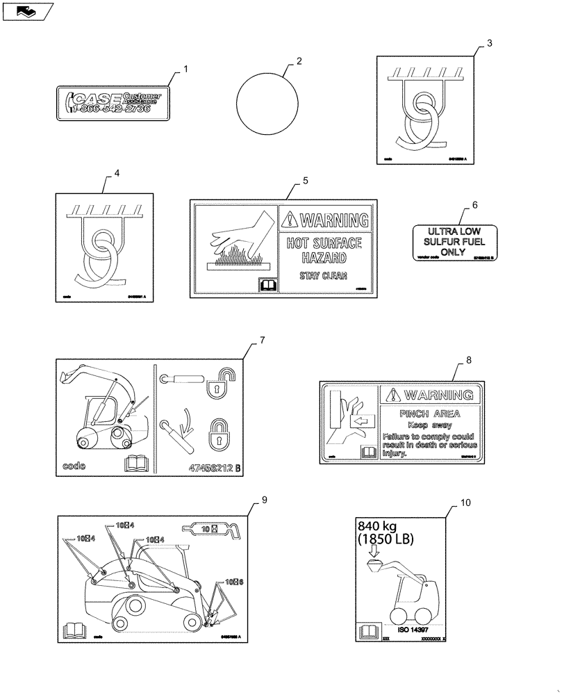 Схема запчастей Case IH SV185 - (90.108.AA[03]) - DECALS (90) - PLATFORM, CAB, BODYWORK AND DECALS