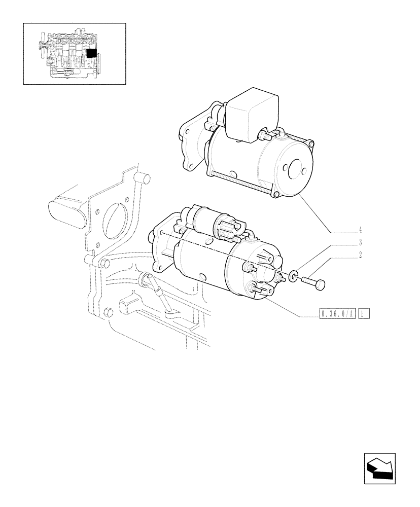 Схема запчастей Case IH MXM120 - (0.36.0) - STARTER MOTOR (01) - ENGINE