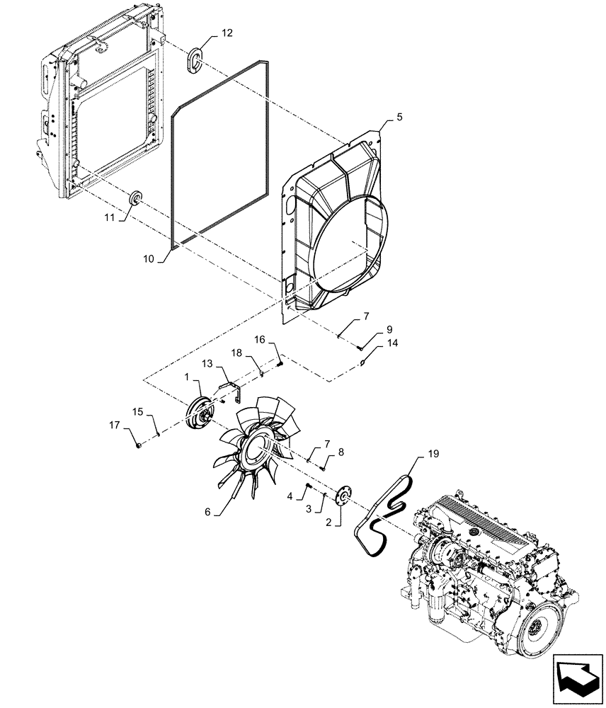 Схема запчастей Case IH QUADTRAC 420 - (10.414.AC[02]) - FAN DRIVE - 420, 470 (10) - ENGINE