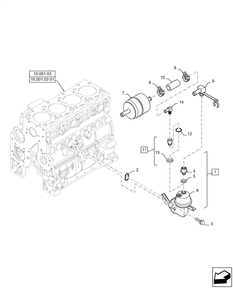 Схема запчастей Case IH P70 - (10.210.01) - FUEL PUMP AND IN LINE FUEL FILTER (10) - ENGINE