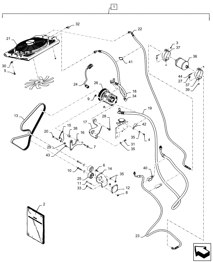 Схема запчастей Case IH SV185 - (88.050.10) - DIA KIT, ISM AC PLUMBING (88) - ACCESSORIES