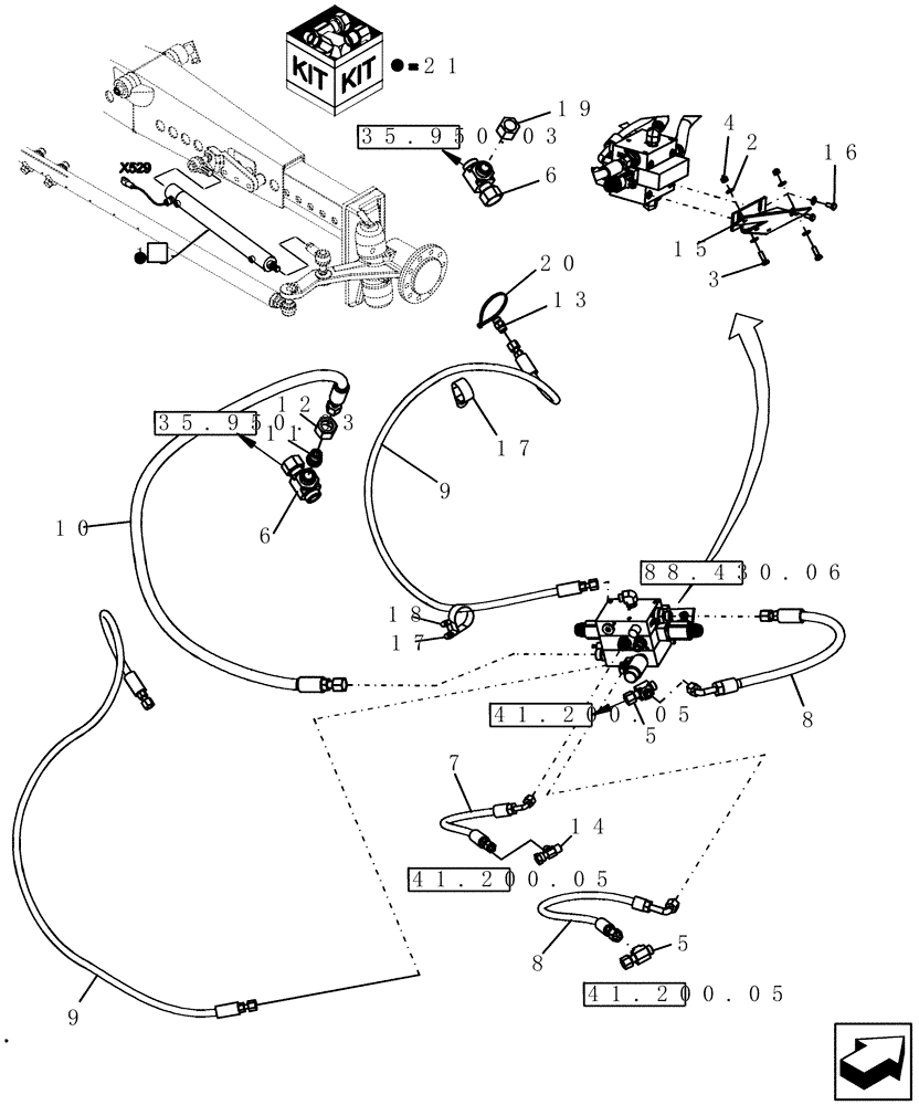 Схема запчастей Case IH 9010 - (88.430.05) - AUTO GUIDANCE-READY, HYDRAULICS (88) - ACCESSORIES