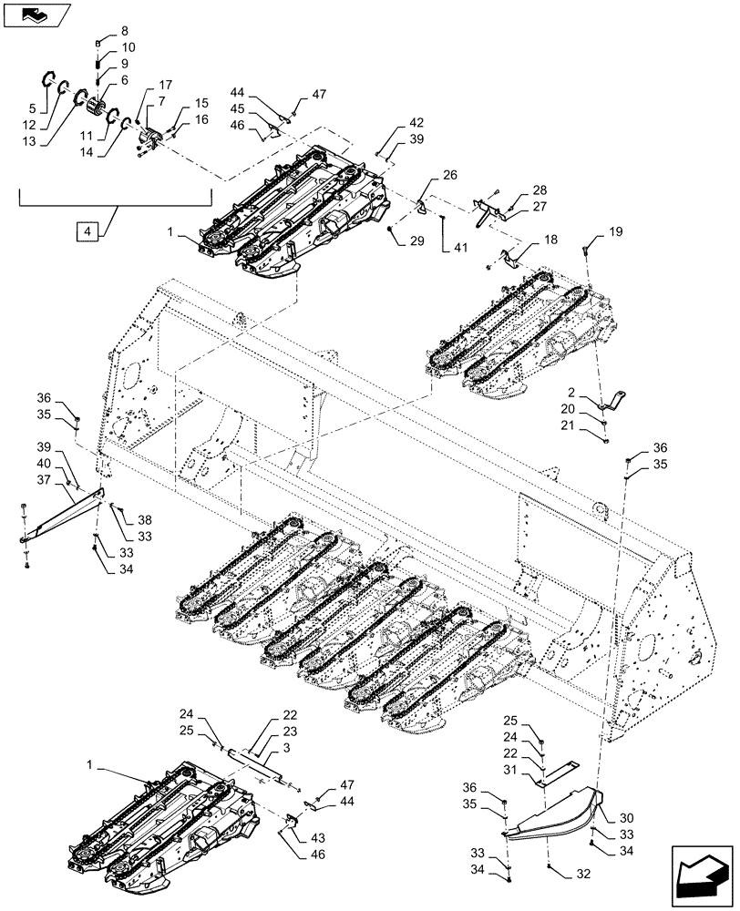 Схема запчастей Case IH 4406-30 - (58.230.AI[04]) - ROW UNIT, WITH CHOPPER, 30 INCH (58) - ATTACHMENTS/HEADERS