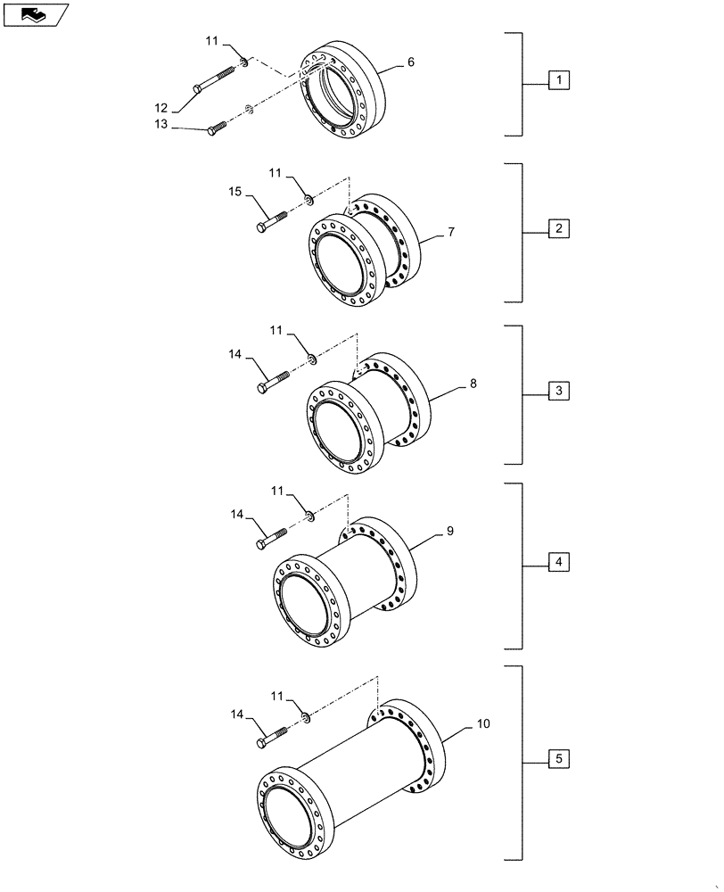 Схема запчастей Case IH STEIGER 600 - (44.100.34) - SPACERS, WHEEL - 140MM AXLE, 18-BOLT HUB - 600 SERIES AXLE (44) - WHEELS