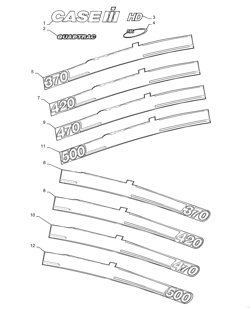 Схема запчастей Case IH QUADTRAC 420 - (90.108.AB[01]) - DECALS, HOOD - TIER 4B (90) - PLATFORM, CAB, BODYWORK AND DECALS